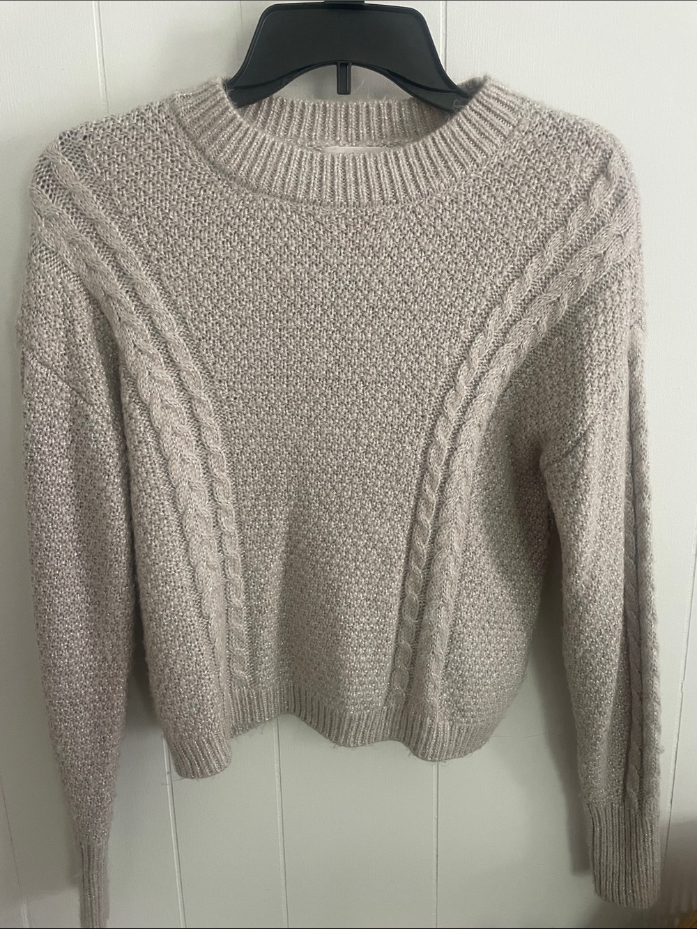 For The Republic Cable-Detail Crewneck Sweater in Light Taupe
